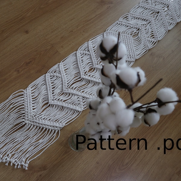 Macrame table runner pattern DIY Easy pattern for beginners 3 mm rope