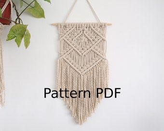 Macrame Wall Hanging Pattern, Macrame Beginner Pattern, DIY Macrame tutorial