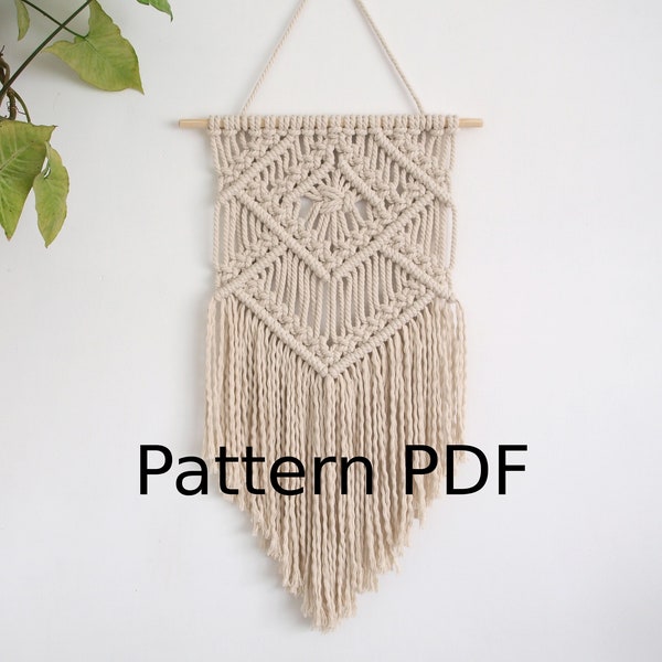 Macrame Wall Hanging Pattern, Macrame Beginner Pattern, DIY Macrame tutorial