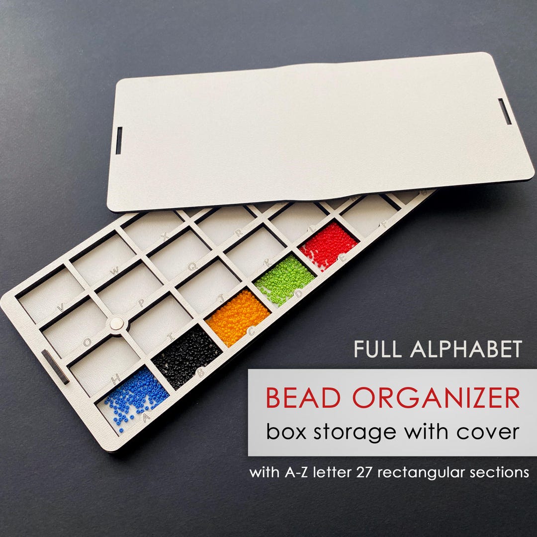 FULL ALPHABET Bead Organizer for Seed Beads, Box Storage With Cover, 27 ...