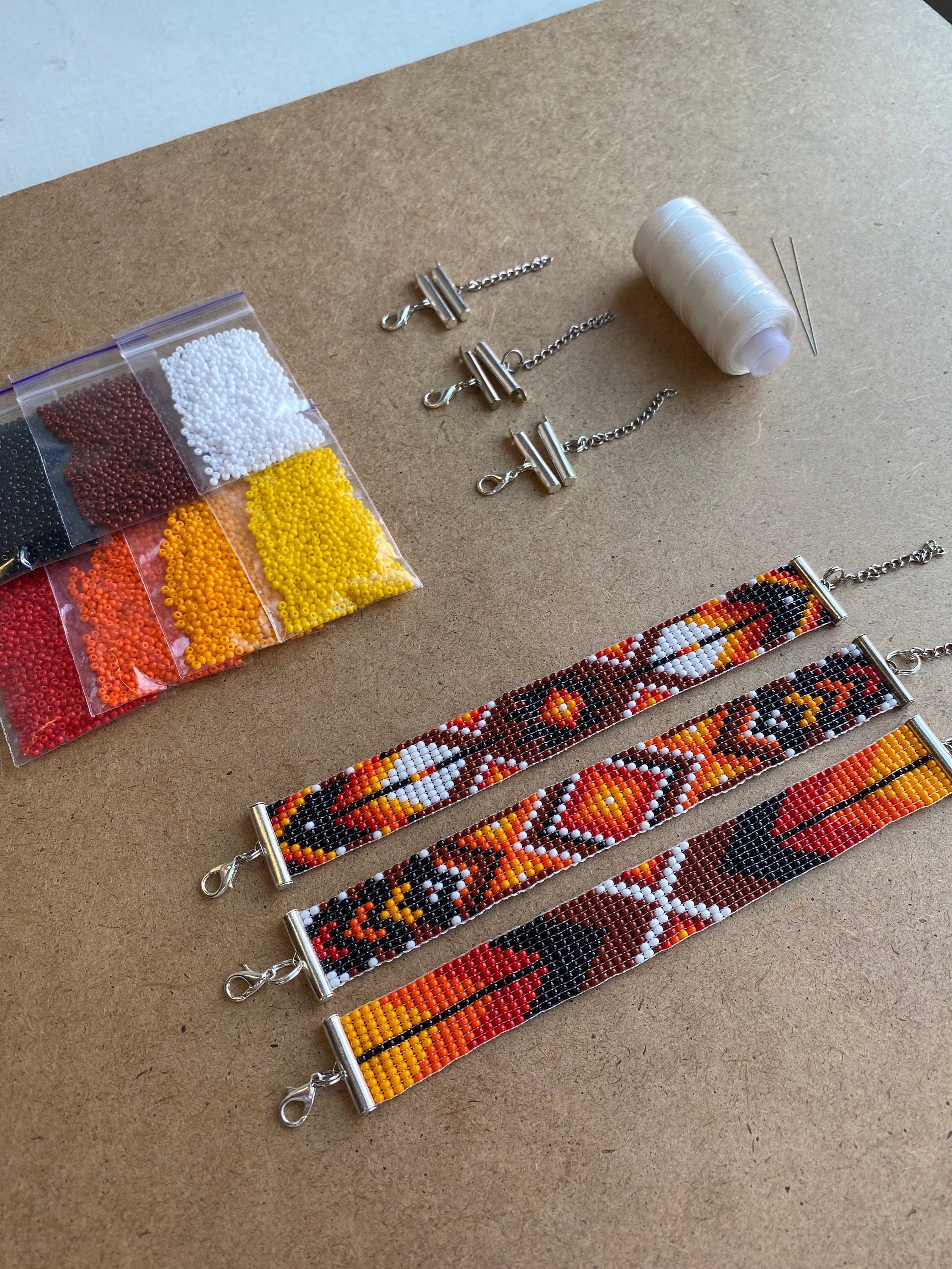 Sunset Bead Kit for Creating 3 Loom Bracelets Jewelry Making Set