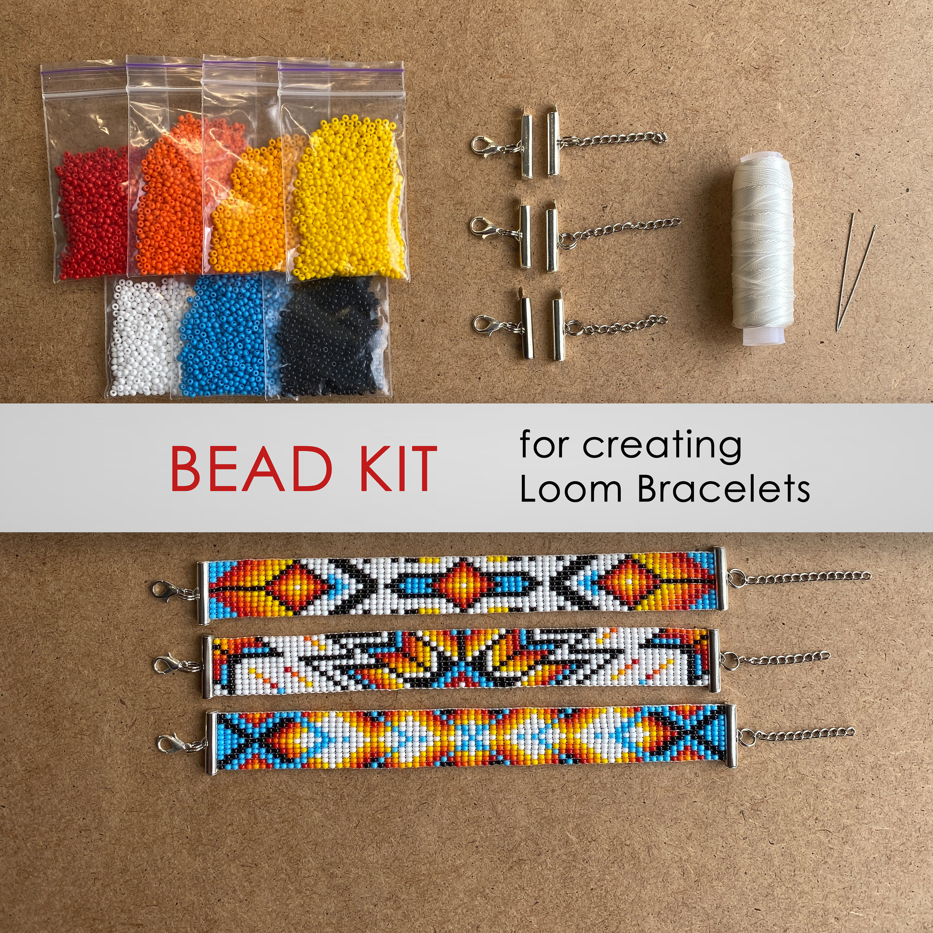 Sunset Bead Kit for Creating 3 Loom Bracelets Jewelry Making Set KIT,  Beadwork Looming Pattern, DIY Make Your Bracelet, Simple Gift Idea -   Denmark