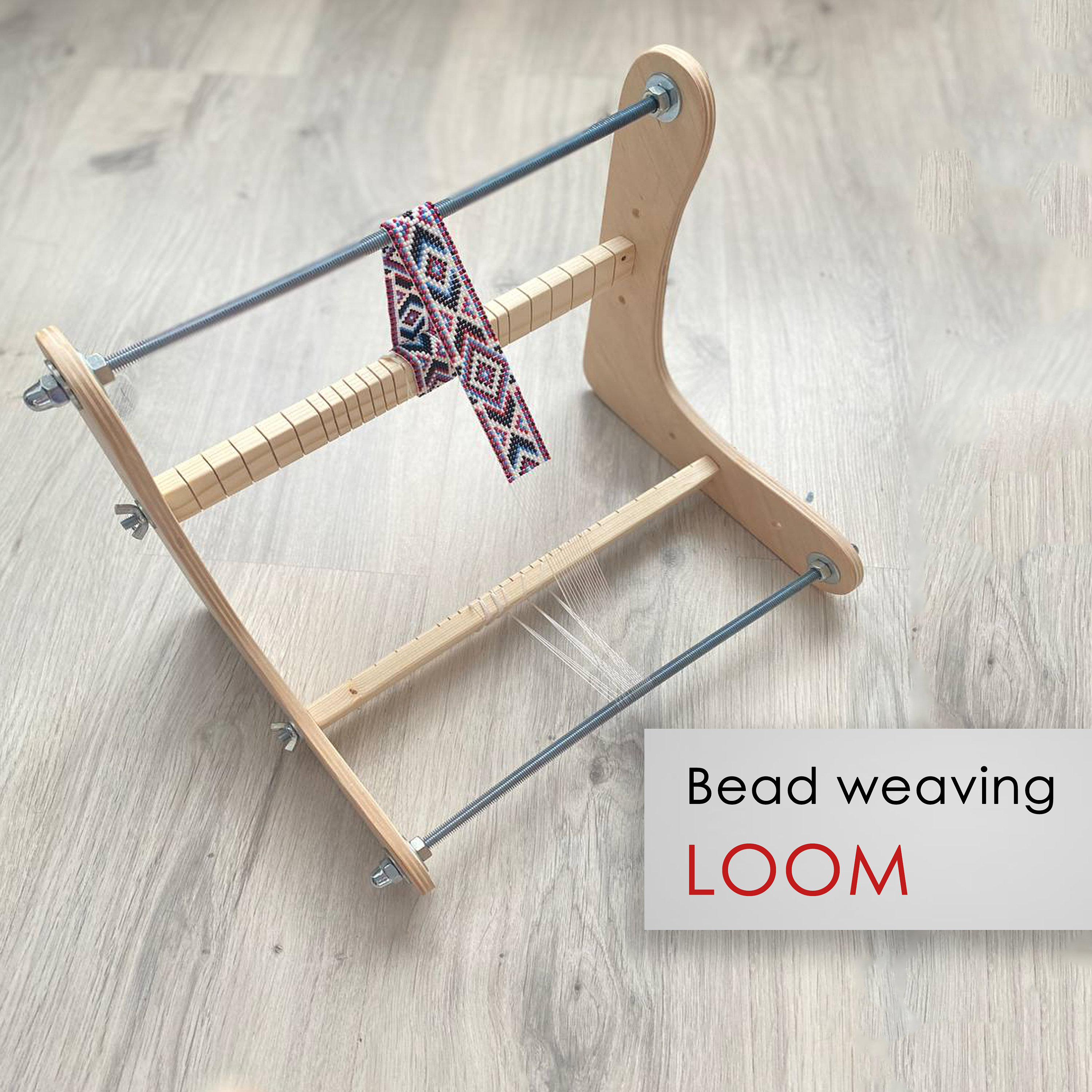 Natural Wooden Loom for Seed Bead Weaving for Loomed Stitch Short Necklaces  and Bracelets, Simple Looming for Beginners Size 6 X 18 