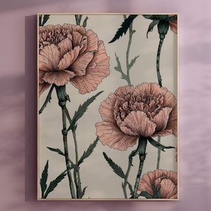 Nelke Blumendruck I Geburtsblume Zeichnung I Januar Geburtsblume I Digitaler Download I druckbare Wandkunst