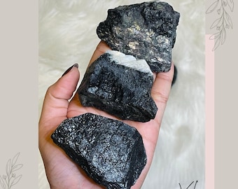 Premium raw Black Tourmaline with Mica crystal specimen / Schorl / Raw crystal / Home decor / Tourmaline crystal chunk / Crystal healing