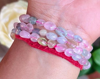 Handmade Morganite Pebble Bracelet: Gemmy Pastel Crystal Jewels