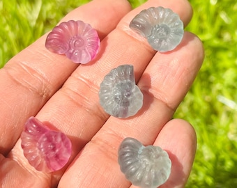 Tiny Ammonite Crystal Figurine | Hand-Carved Shell Shape | Mini Pocket Crystal / 1.7cms tiny crystal Ammonite Shell