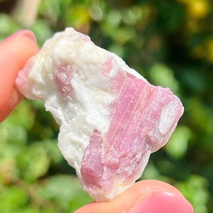Raw Pink Tourmaline in Quartz Matrix from Brazil – Hand-Selected at Sainte-Marie Gem Show – Crystal for Healing, Collecting, Display – A