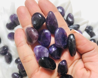 x 2 Premium Amethyst tumbled gemstones / Uruguayan Amethyst / Polished stones / Home decor / Tumbled stones / Tumbled gemstones / Crystals