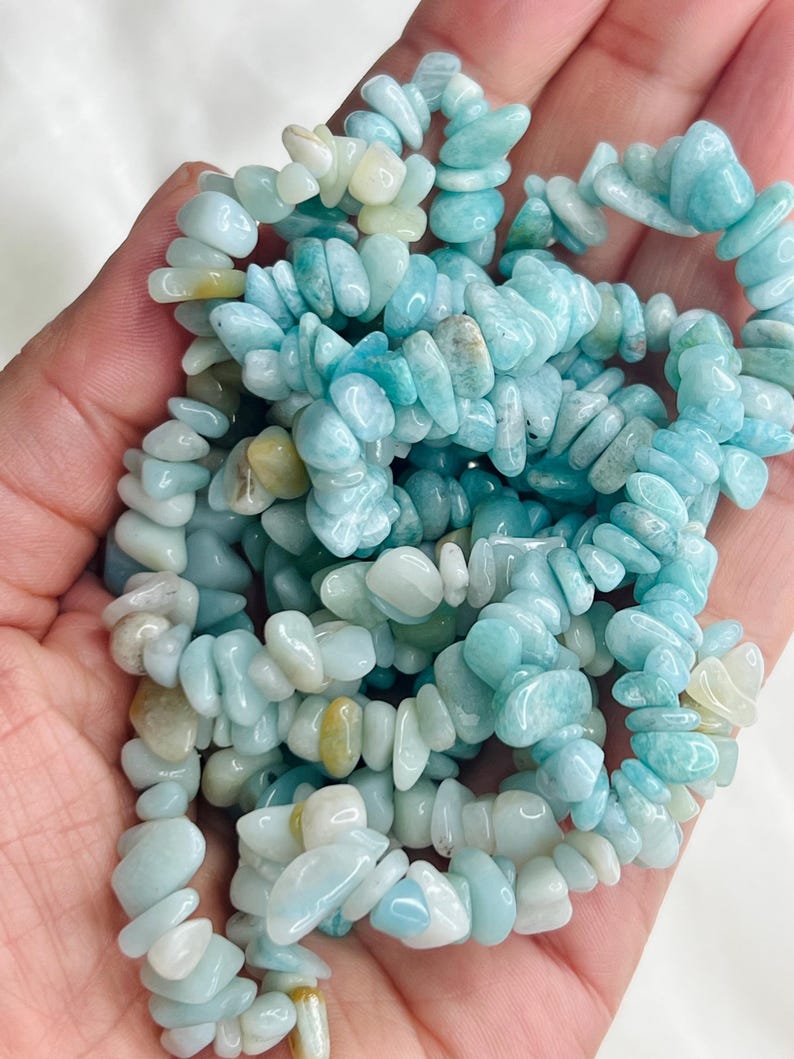 Premium Amazonite Crystal Chip bracelets / Crystal stretchy chip bracelet / Gemstone crystal bracelets / Healing crystals /Handmade bracelet image 2