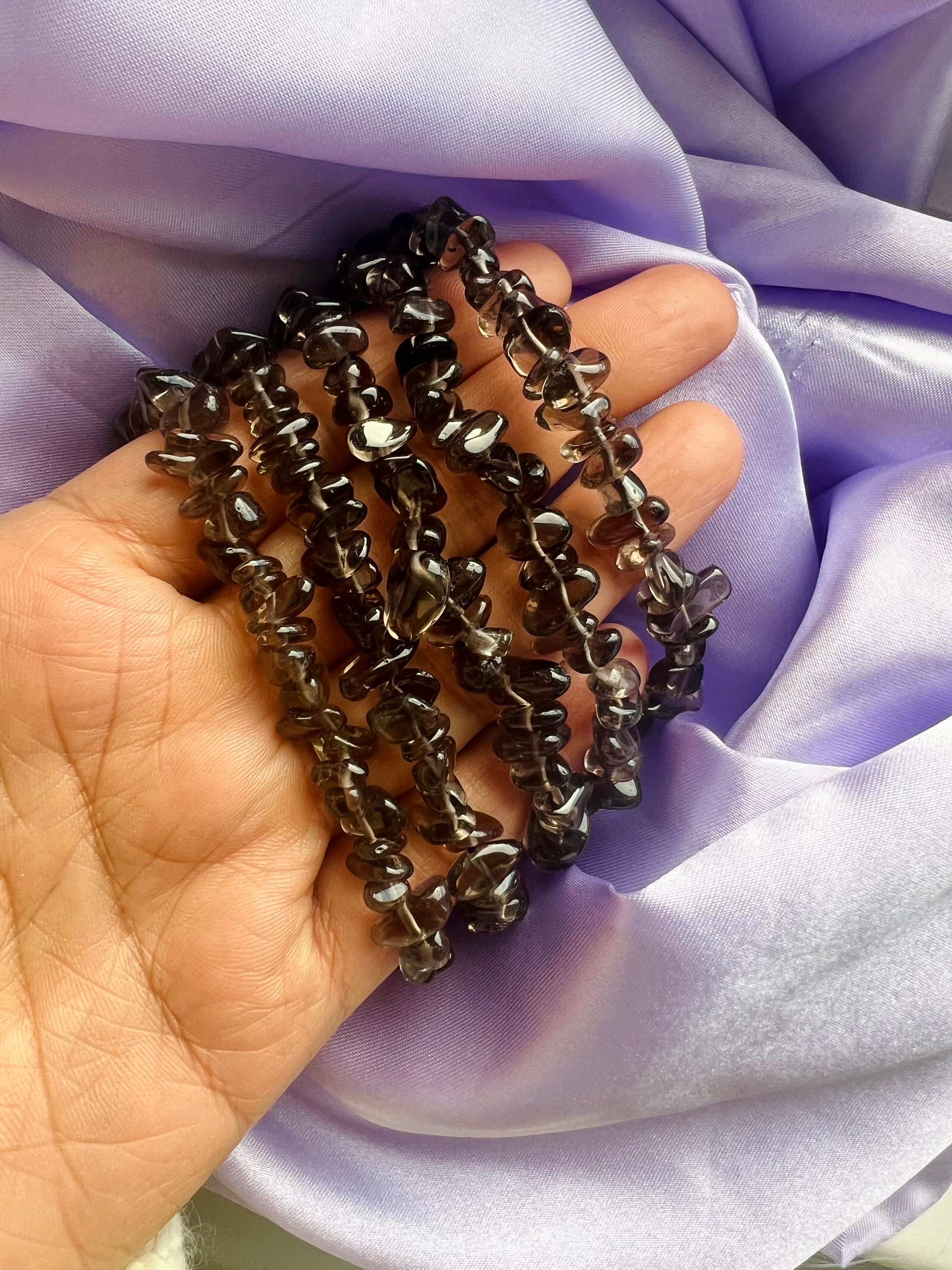 Premium Smokey Quartz Crystal Chip bracelets / Crystal stretchy chip bracelet / Gemstone crystal bracelets / Healing crystals / Handmade