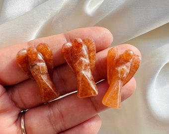 Premium Carnelian crystal angels / 1 inch Guardian angel / Hand carved / Free standing / Pocket Angel / Home decor / Mini crystal angels