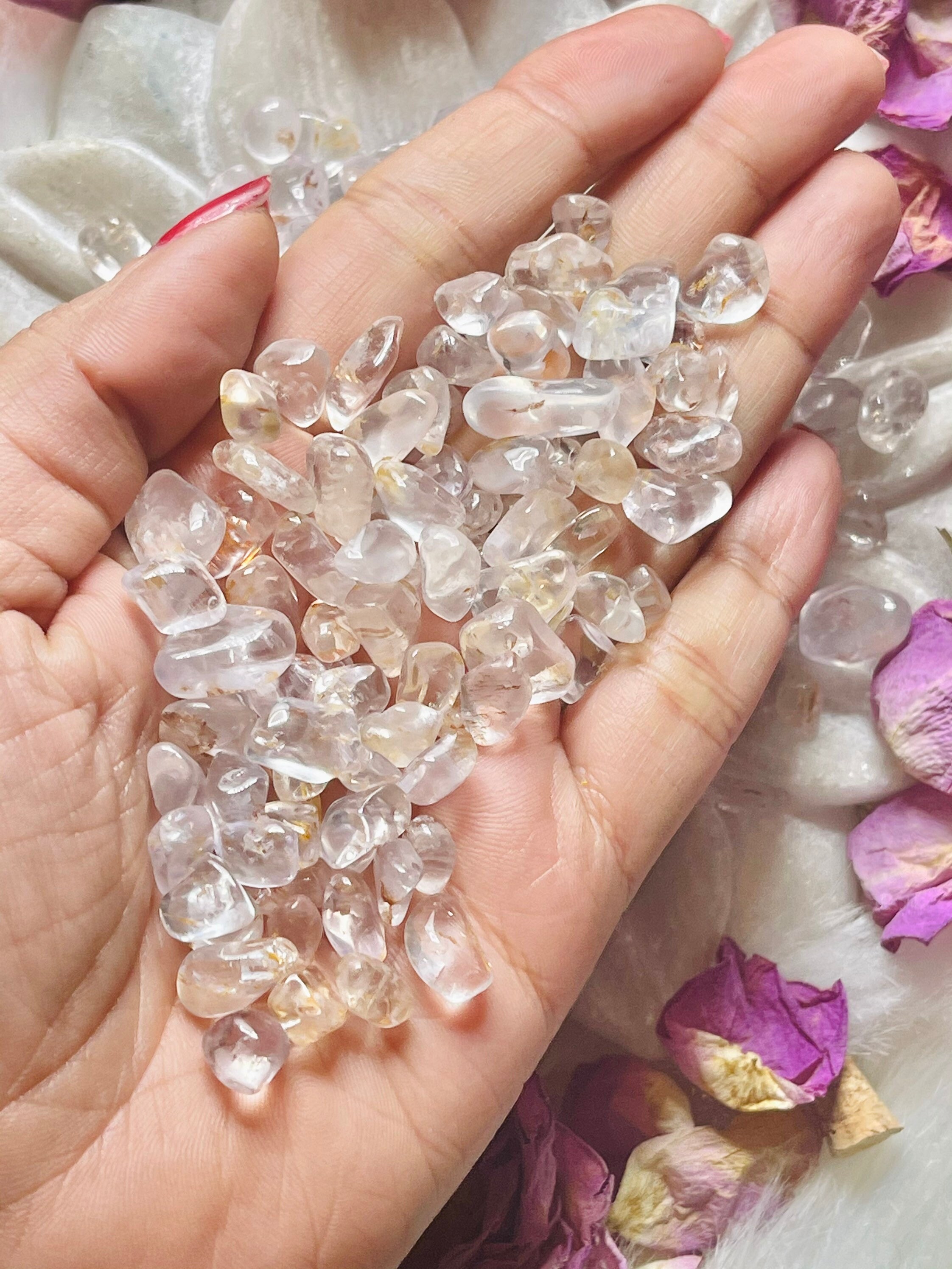 Clear Quartz crystal chips with Golden Rutile / 20 grams Etsy