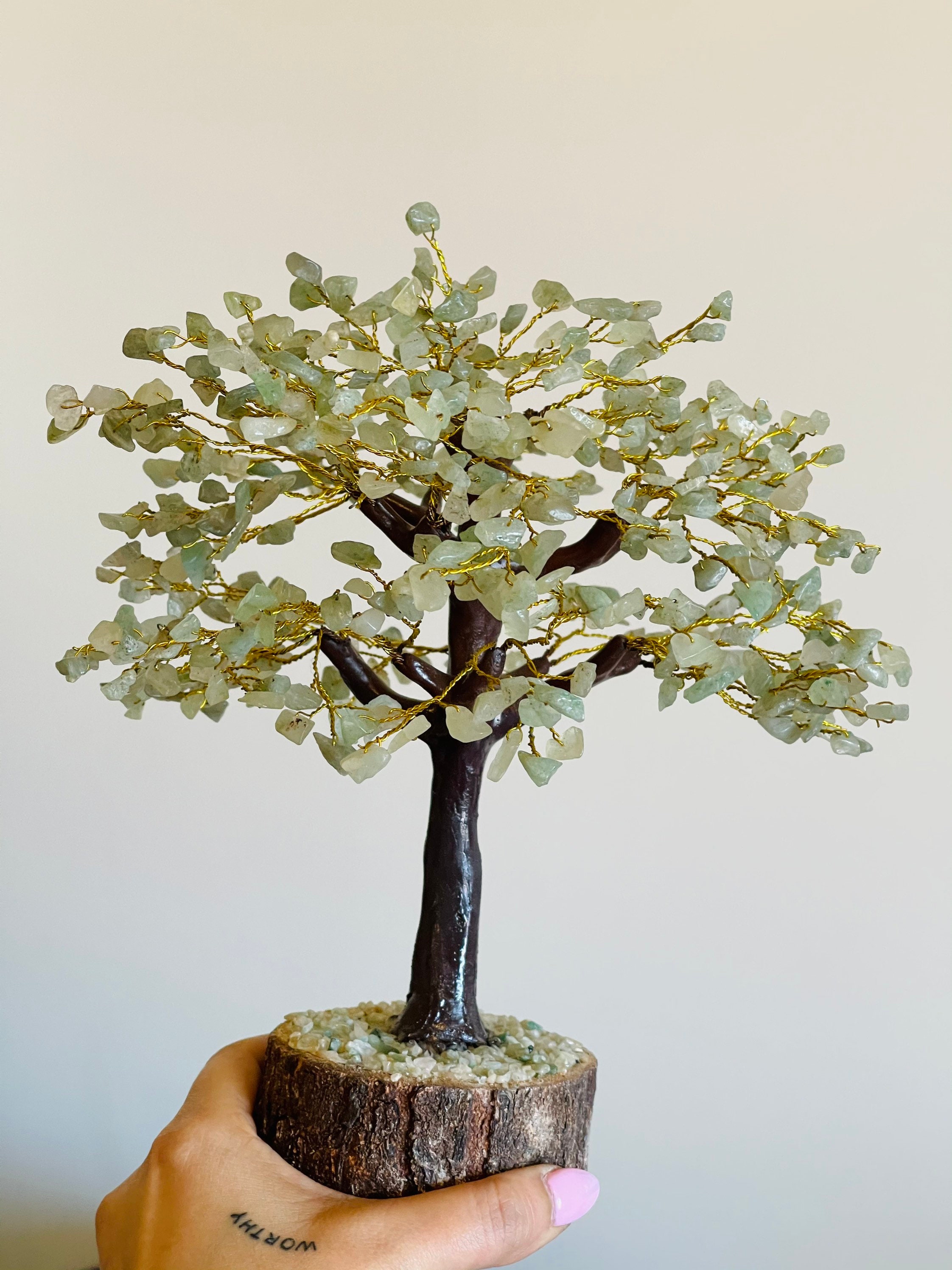 Green jade Feng Shui crystal tree with 500 crystal chips with | Etsy