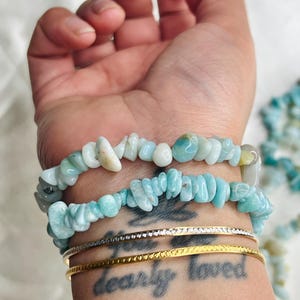 Premium Amazonite Crystal Chip bracelets / Crystal stretchy chip bracelet / Gemstone crystal bracelets / Healing crystals /Handmade bracelet image 5