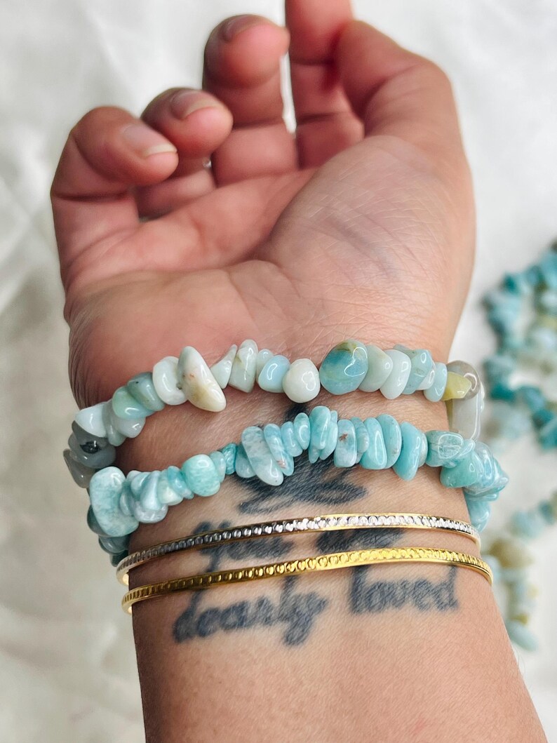 Premium Amazonite Crystal Chip bracelets / Crystal stretchy chip bracelet / Gemstone crystal bracelets / Healing crystals /Handmade bracelet image 5