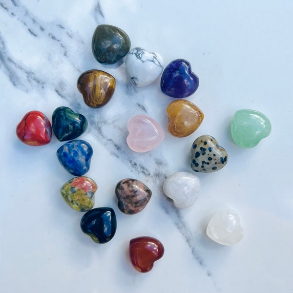 Premium mini crystal hearts  / 1.5 cms crystal puffy hearts / Tiny crystal carvings / Mini pocket crystal / Gemstone heart / Crystal healing