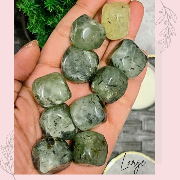 Premium Epidote with Prehnite tumbled crystals / Epidote crystal / Home decor / Polished stones / Home decor / Tumbled Gemstones / Healing