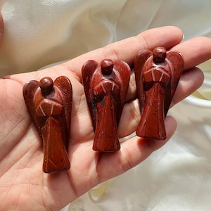Red Jasper Crystal Angel: 2 inch Hand Carved Guardian Pocket Stone