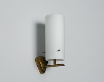 Applique in Brass and Opaline Glass: Italian Midcentury