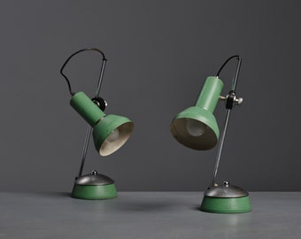 Lampes de table vertes vintage des années 70 avec un design moderne et des détails en acier