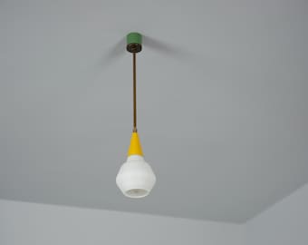 Lampe suspendue italienne en laiton du milieu du siècle - design moderne vintage des années 1950