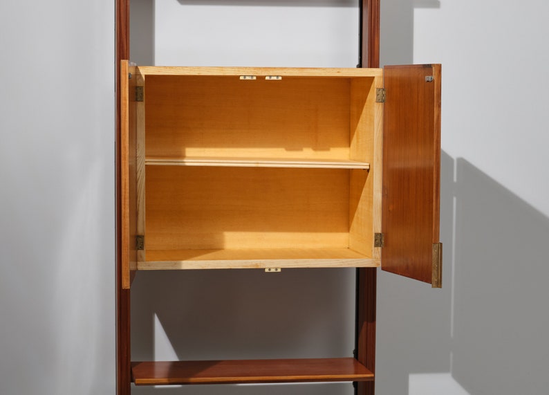 Vintage Italian Teak Wood Wall Unit with Adjustable Height Restored and Restyled by RETRO4M image 5