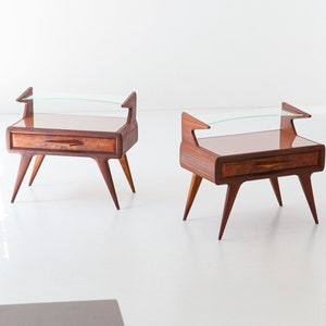 Pair of Italian Bedside Tables with Glass Top, 1950s image 1