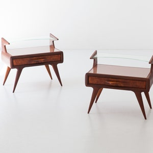 Pair of Italian Bedside Tables with Glass Top, 1950s image 6