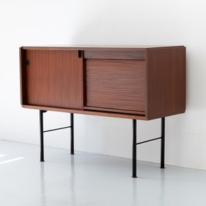 1950s Italian Exotic Wood Sideboard With Shutter Door image 8