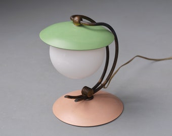 Vintage Charm: 1950s Italian Table Lamp with Brass and Opaline Glass