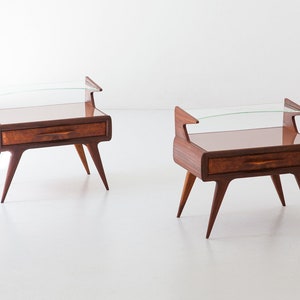 Pair of Italian Bedside Tables with Glass Top, 1950s image 2