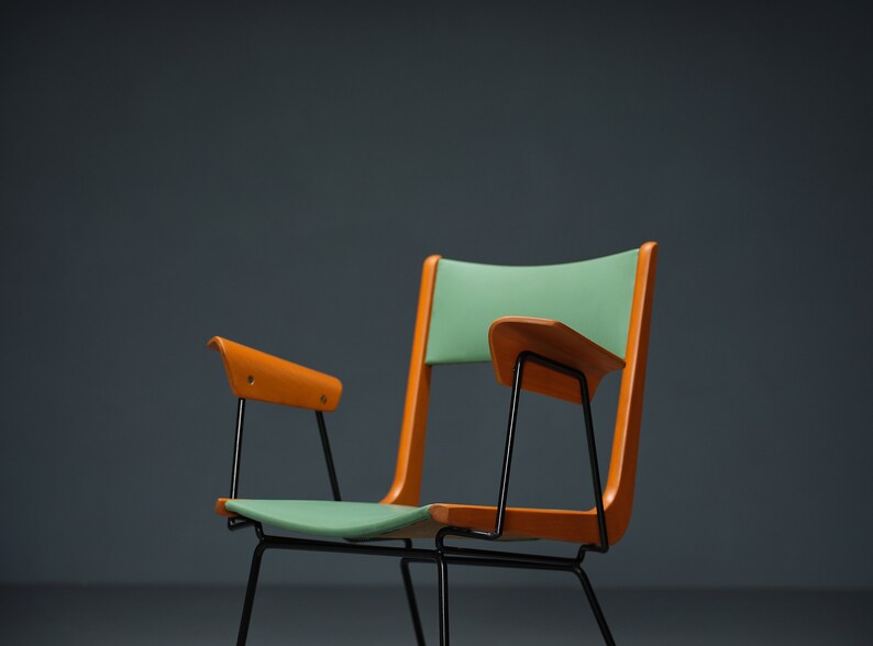 Vintage 50s Boomerang Desk Chair by Carlo Ratti image 7