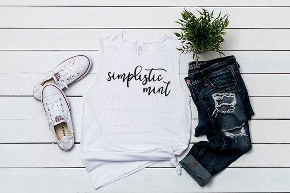 Bella Canvas 3483 White Muscle Tank Mock Up T-Shirt