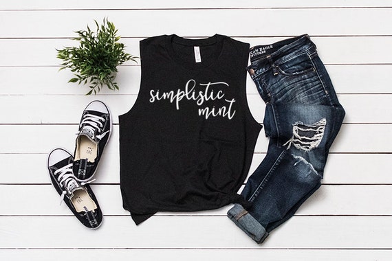 Bella Canvas 3483 Black Muscle Tank Mock Up T-Shirt