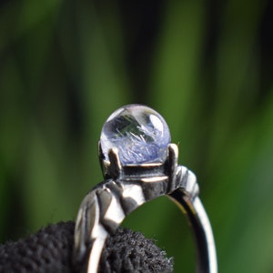 Blauer Dumortierit Silber Ring, Dumortierit in Quarz, 925 Sterling Silber Ring