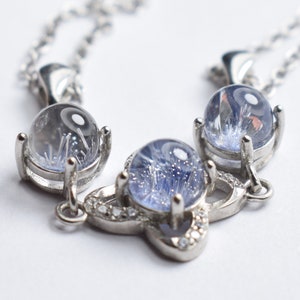 Blue Dumortierite Silver Bracelet,Dumortierite in Quartz, 925 Sterling Silver chain bracelet, Natural Blue Dumortierite Bead R110