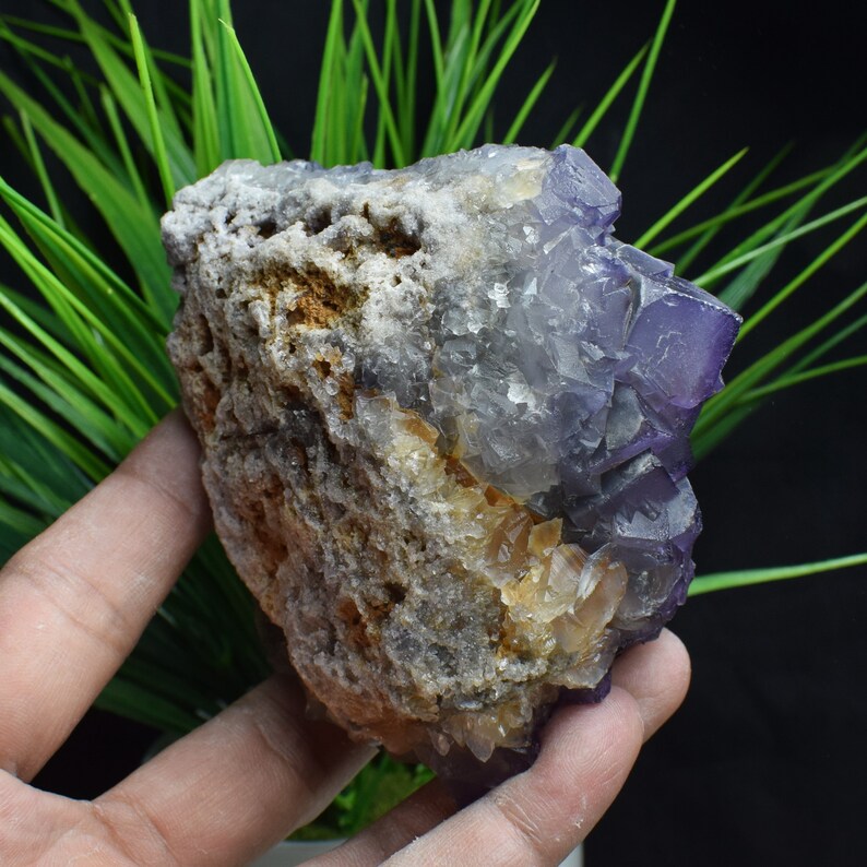 485g Natural Amethyst Purple Fluorite Cluster,Fluorite Cube,Fluorite Rock Stone,Cubic Fluorite On Rock,Mineral Specimens C663