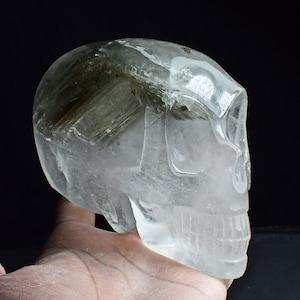 5.51 &quot;Largo Verde Verde Natural Fantasma Fantasma Cristal De Cuarzo Esqueleto Tallado, Cráneo Curativo, Cráneo de Cristal Bastante Misterioso 2