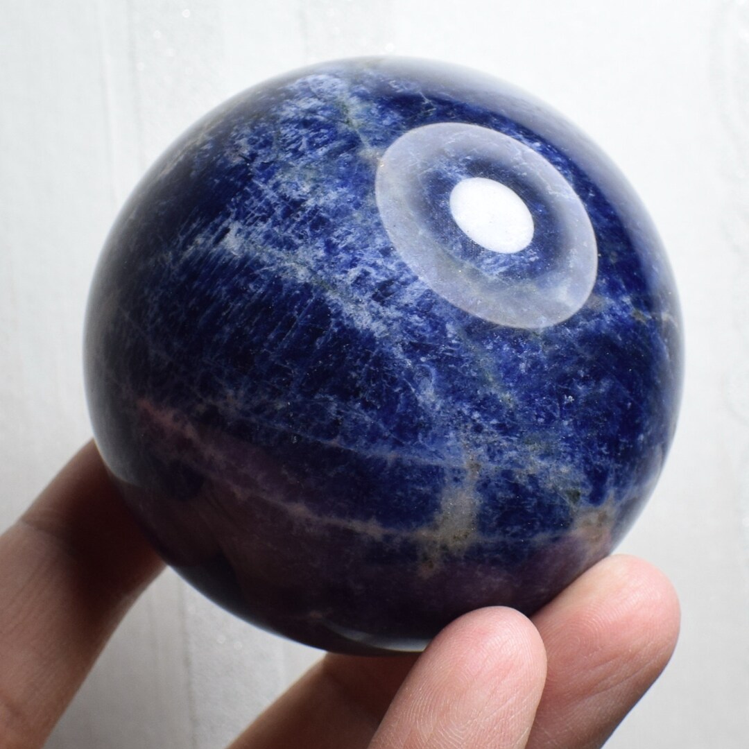 Polished Natural Blue Sodalite Stone Crystal Ball, Blue Vein Reiki