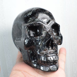4.64&quot; Long Astrophyllite Quartz Crystal Skull Fireworks stone Carved Skeleton Skull ,Anniversary Gift,Home Décor,Birthday Gift C111