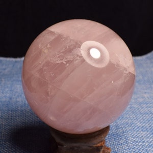 Rose Quartz Crystal Sphere,Hand Carved Pink Rose Crystal Ball,Healing Ball,Decor,Anniversary Gift P017