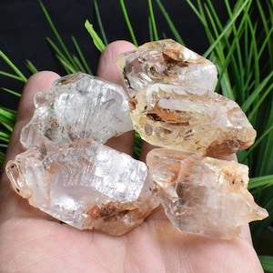 5Pcs Raw Natural Skeletal Fenster Crystal Point,Elestial Crystal,African Crystal,Rock Collection,Crystal Minerals Specimens B1308