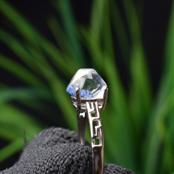 Blue Dumortierite Quartz 925 Sterling Silver Ring - Adjustable