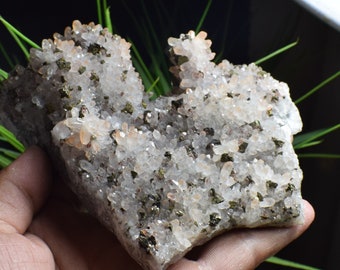 Chalcopyrite Calcite with red Crystal Cluster,Copper Ore,Chalcopyrite On Rock,Copper Cluster,Chalcopyrite Calcite intergrowth B1630