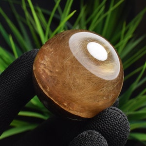 Natural Rutilated Quartz Crystal Ball,Rutile in Clear Quartz,Rutilated Crystal Sphere,Golden Hair Crystal B504