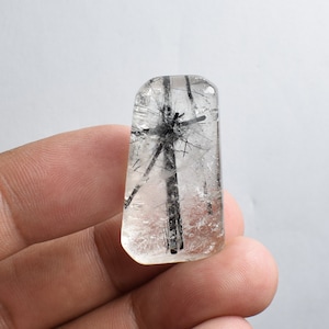 Natural Polished Black Tourmaline Quartz Crystal Pendant,Black Tourmaline in Clear Quartz,Black Hair Crystal Mineral Specimens C547