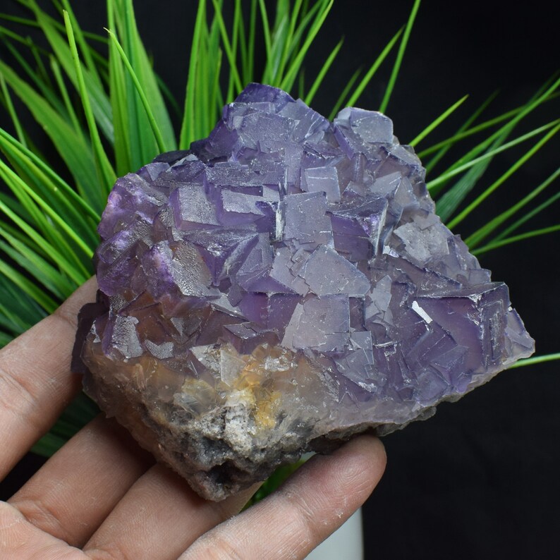 485g Natural Amethyst Purple Fluorite Cluster,Fluorite Cube,Fluorite Rock Stone,Cubic Fluorite On Rock,Mineral Specimens C663