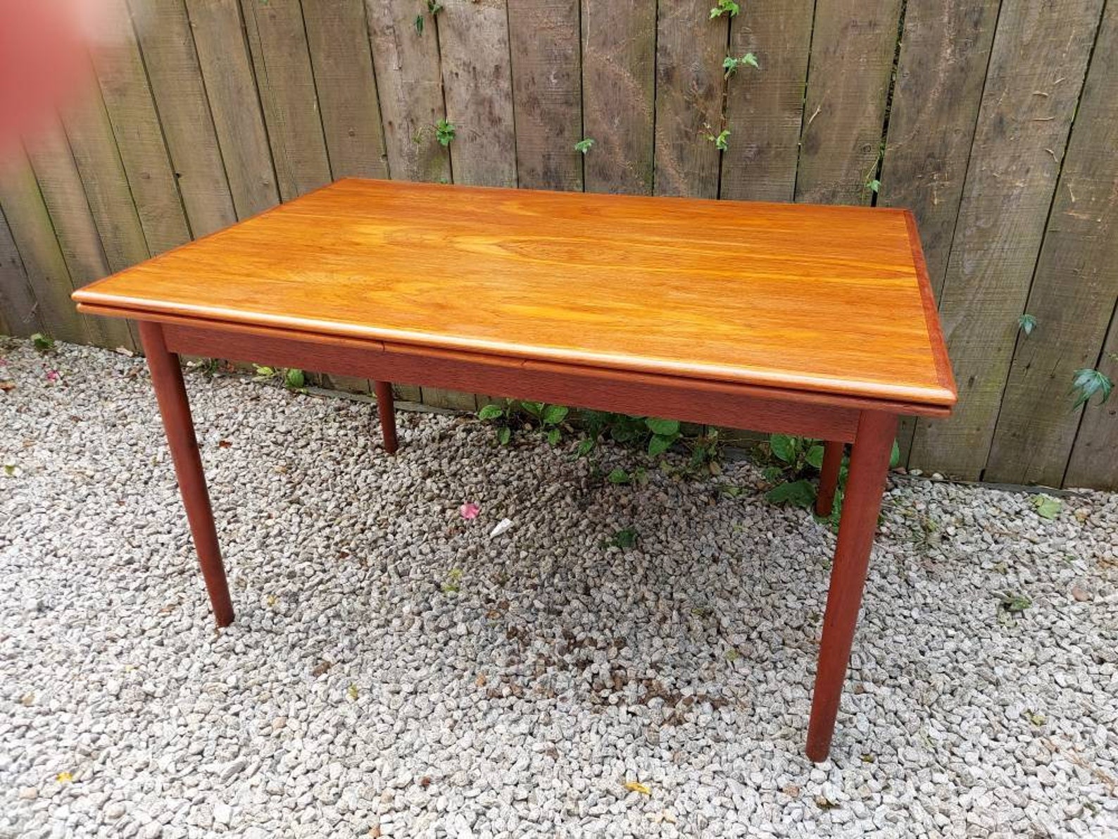 Mcm Extending Teak Table Rectangular Cylindrical Legs Etsy