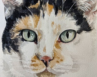 Custom Watercolor Pet Portrait: Hand-Painted Cat Memorial